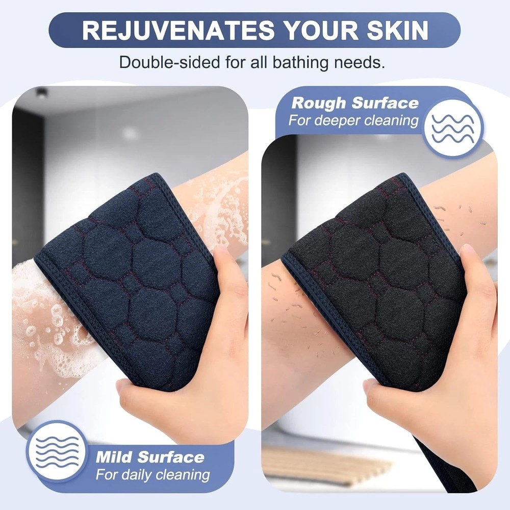 Exfoliating Back Scrubber with Handles, 38.5 Inch Double-Sided Back Exfoliator
