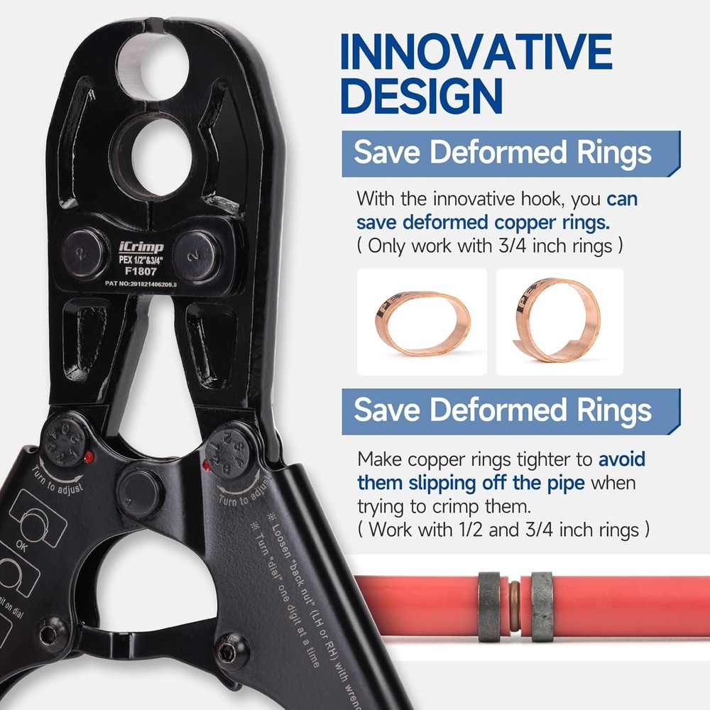 iCrimp Combo Pex Pipe Crimping Tool - ASTM 1807 Standard