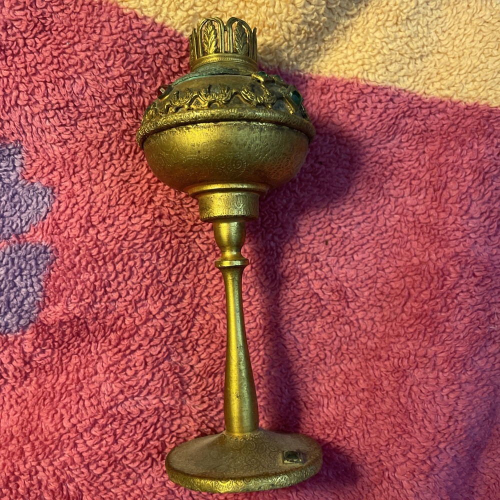 Antique Ormolu Filigree Perfume Bottle With Decorative Stopper