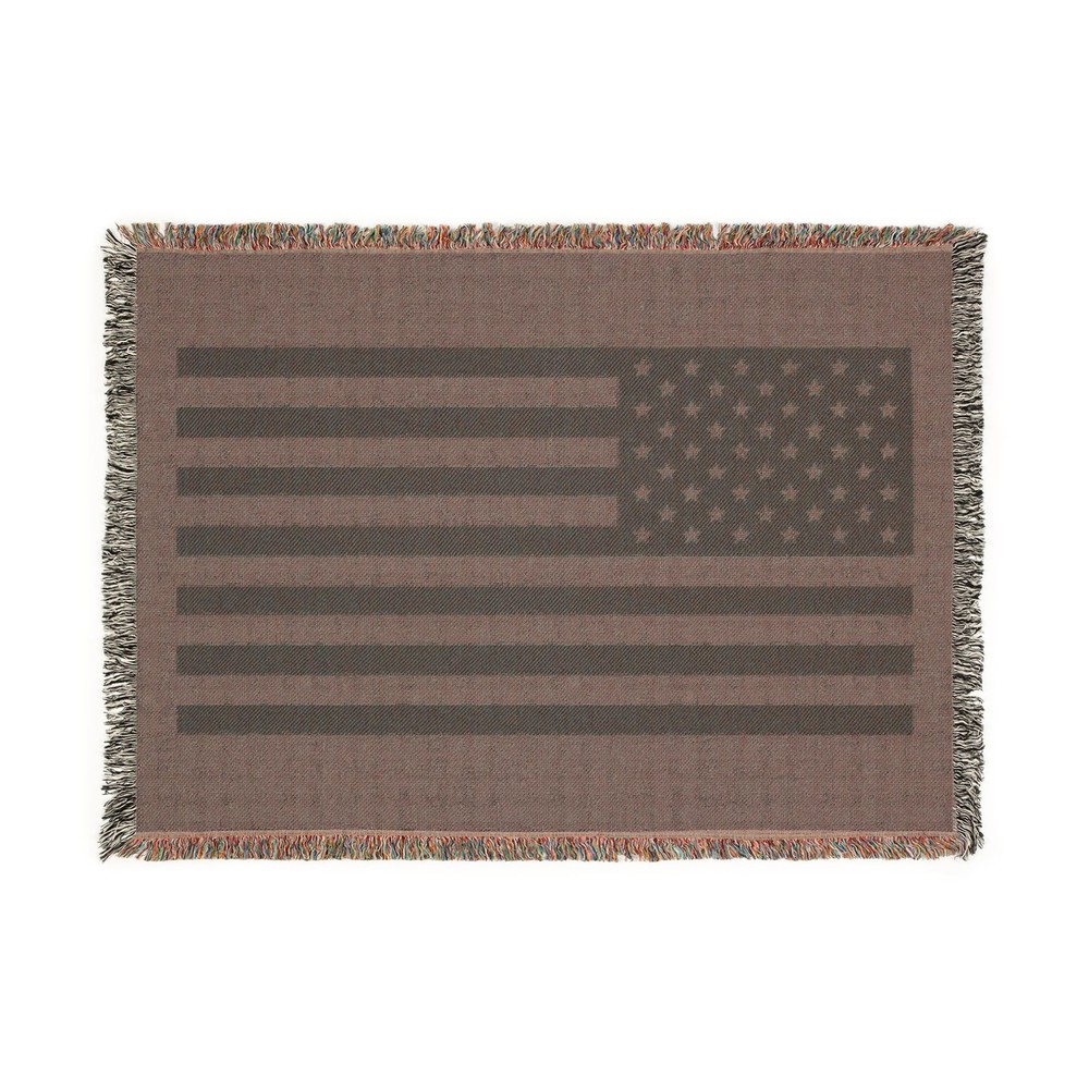 Monochrome American Flag Woven Blanket