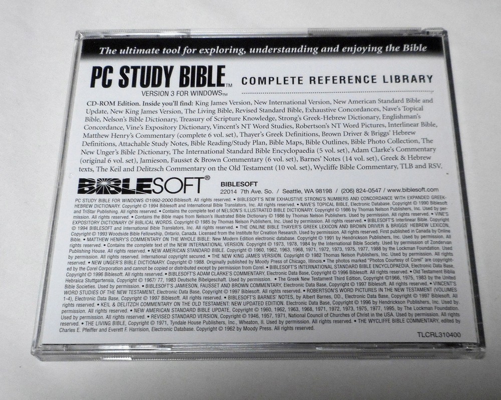 BibleSoft PC Study Bible Complete Reference Library Version 3 Windows Software
