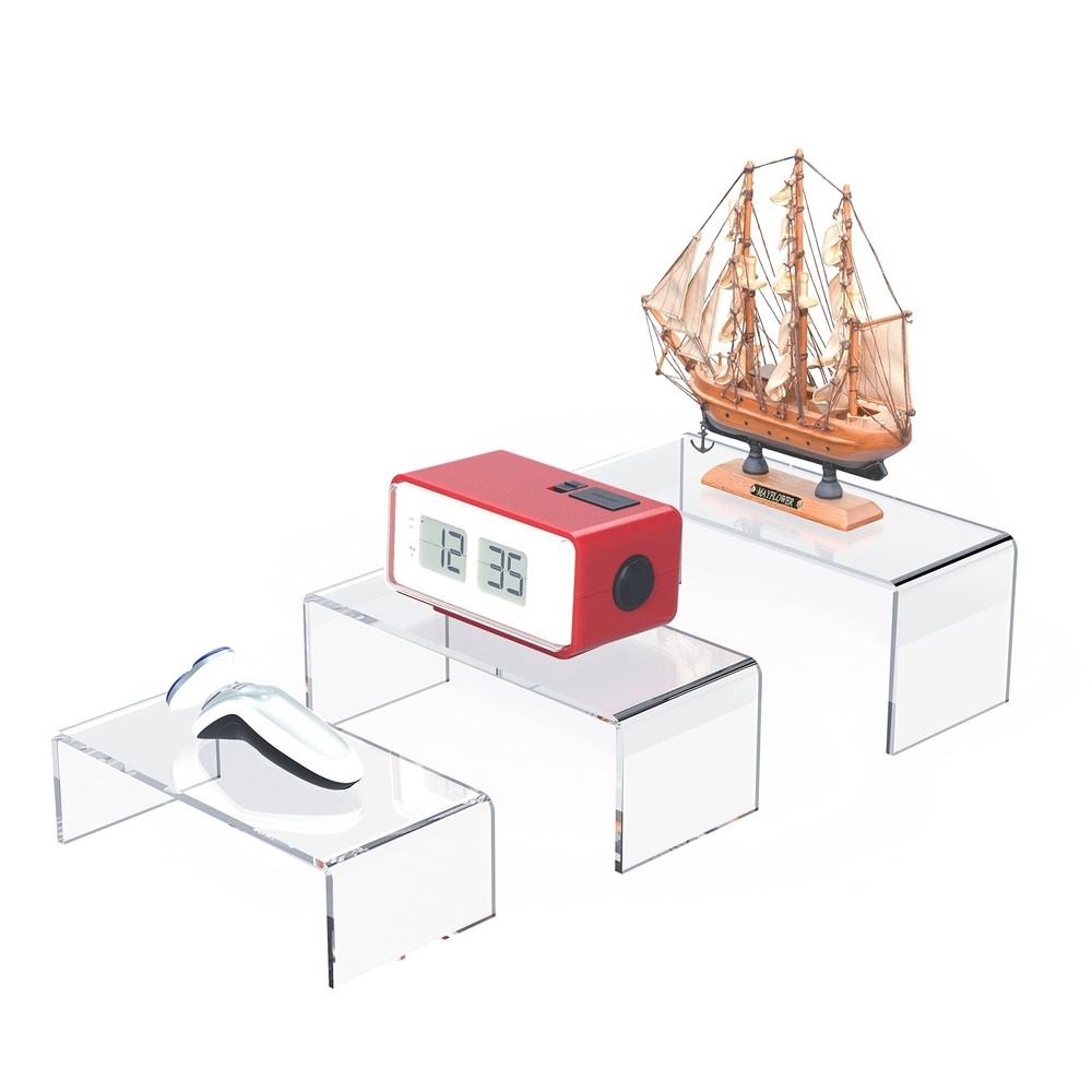 3 Pack Clear Acrylic Display Risers for Shelf Dessert Cupcake