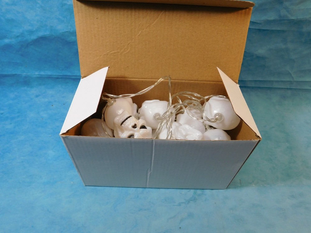 Mini-skull Light String Of 15 Lights, Multicolor, Battery Operated