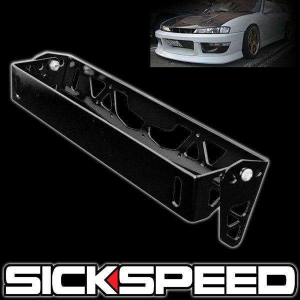 LICENSE PLATE TILT RELOCATION BRACKET FRONT BUMPER BILLET MOUNT HOLDER BLACK P3
