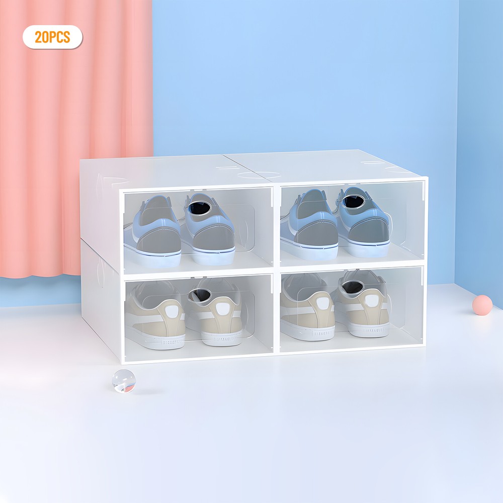 20pcs Sneaker Display Case Organizer Stackable Shoe Storage Box Set Stackable