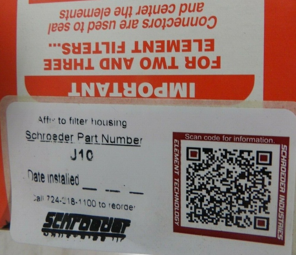NEW SCHROEDER J10 HYDRAULIC FILTER ELEMENT
