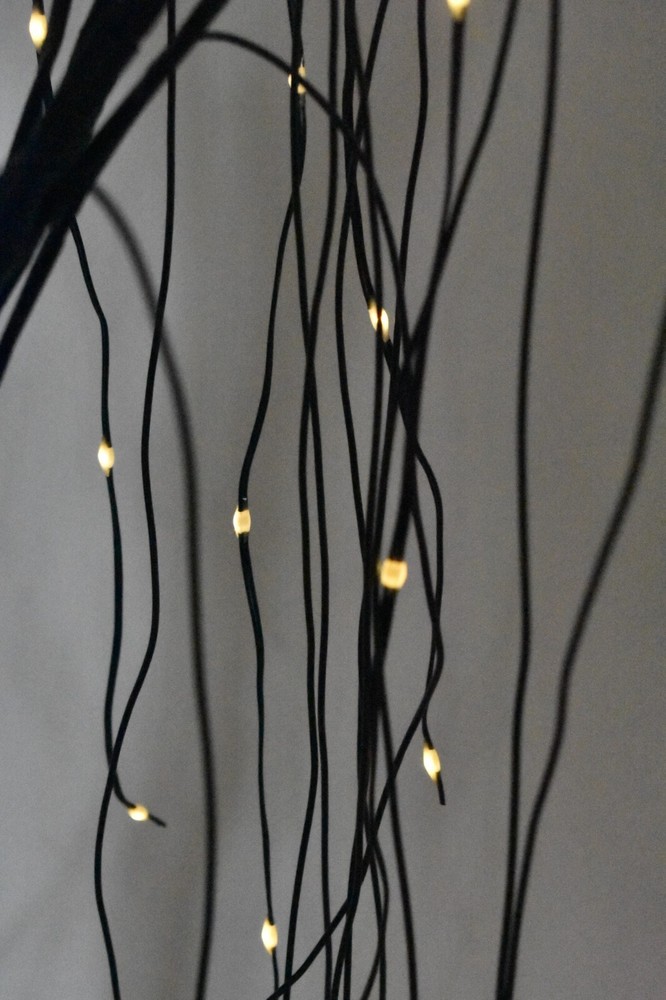 Lit Tree Weeping Willow Drooping 23" Halloween Black Battery Lighted Spooky