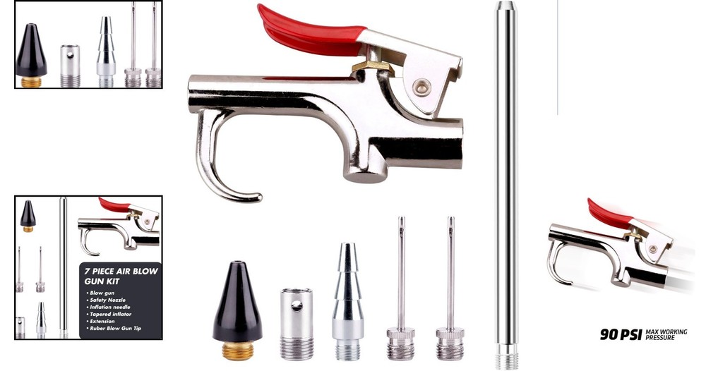 5 Nozzle Air Blow Gun Set - Versatile Cleaning & Inflating Solution, 7 Pieces