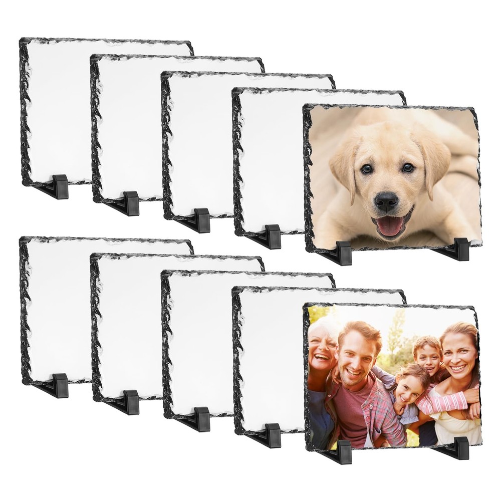 PATIKIL 10x Sublimation Slate Blanks Rectangular Stone Photo Frames 5.9"x7.9"