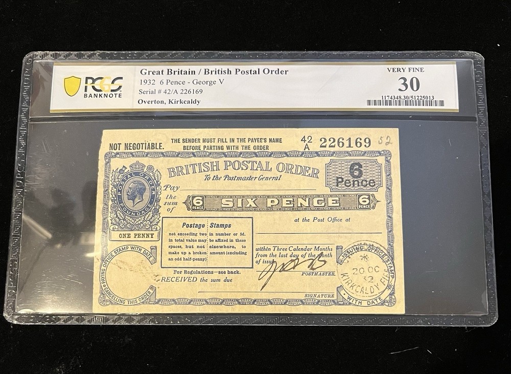 1936 6 Pence British Postal Order