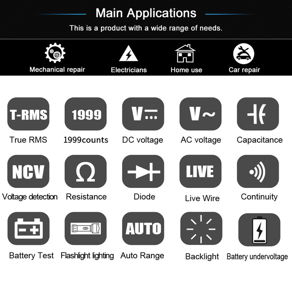 Smart Digital Multimeter Tester Rechargeable Electrical Voltmeter AC DC Voltage