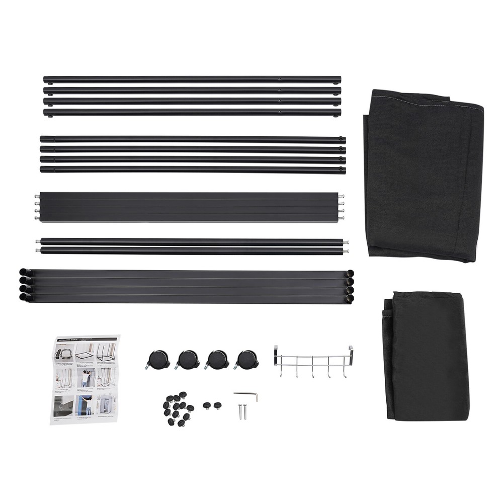 Modern Black Portable Dressing And Movable Fitting Room With 4 Universal Wheels