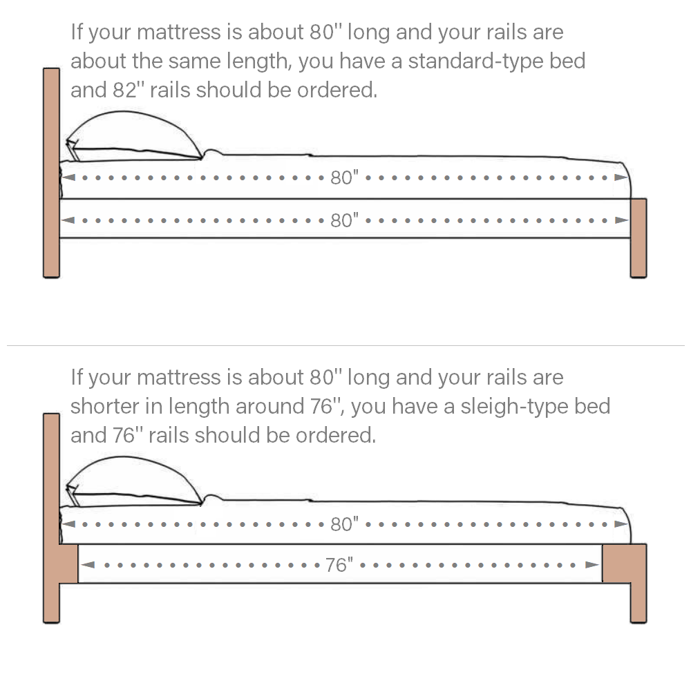 AS-IS Replacement Medium Finish Hook-On Wood Bed Frame Side Rails