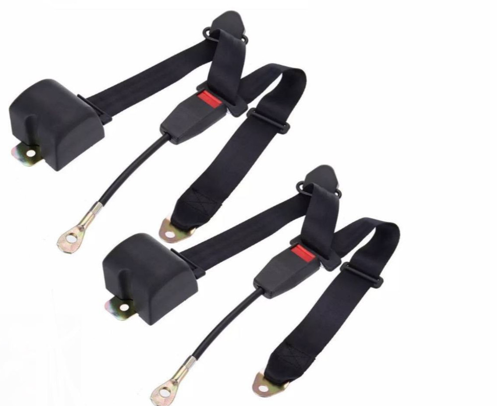 For All Chevrolet Front Seat Belts 3-Point Adjustable Adjustable Pair Black