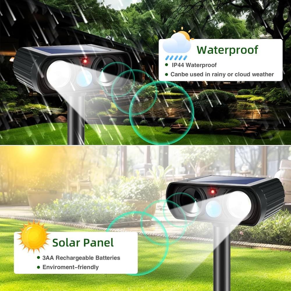 Solar Ultrasonic Animal Repeller for Yard