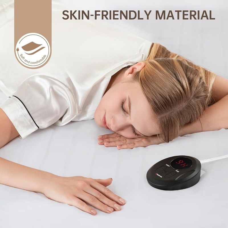 Heated Mattress Pad Mini Twin Size Polyester 9 Heat Settings Machine Washable US