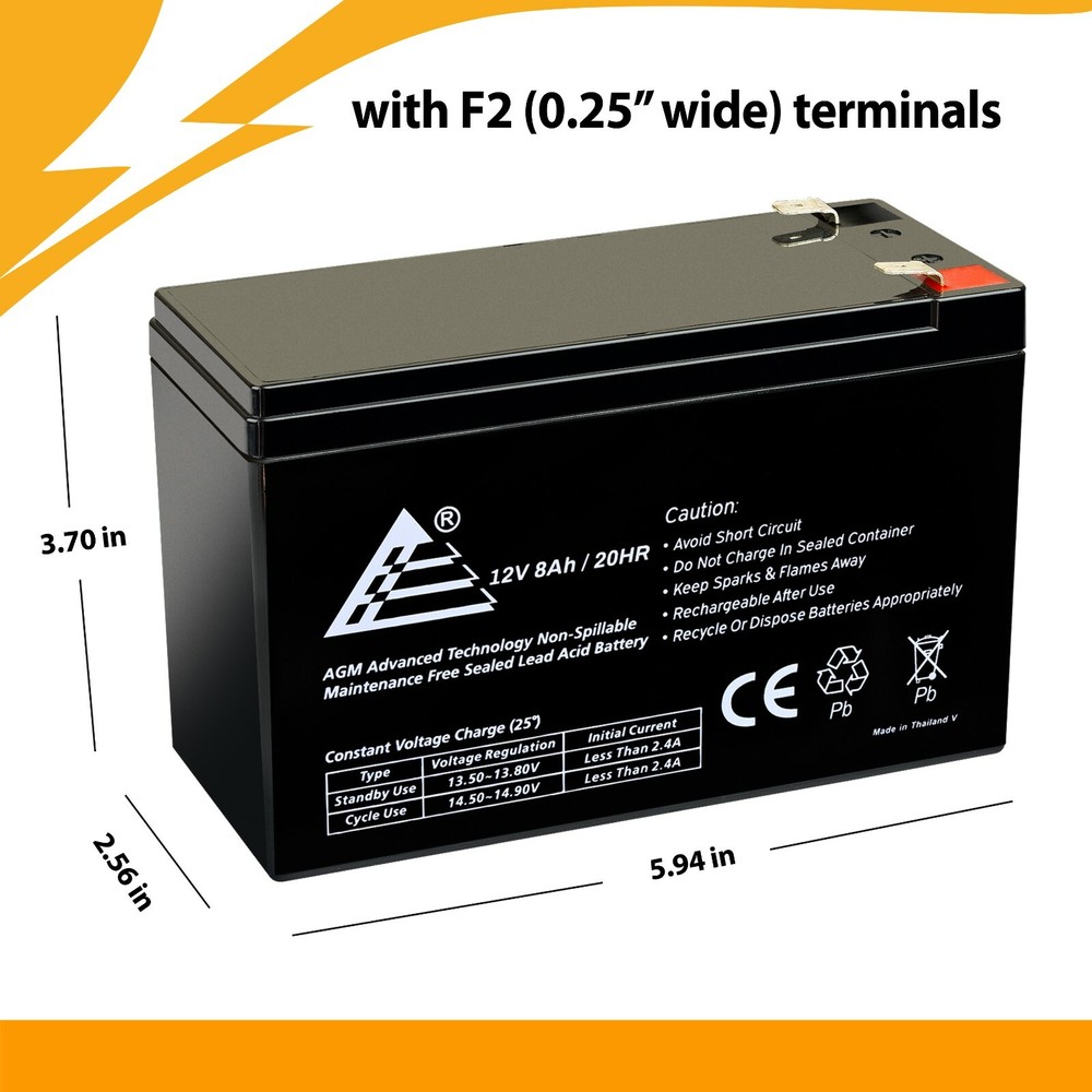 12V 8AH Replacement for APC Back-UPS ES 500 Battery