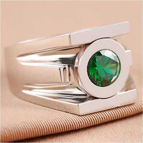 Lab Created 3.05Ct Green Lantern Power Inspried Ring Solid 925 Sterling Silver