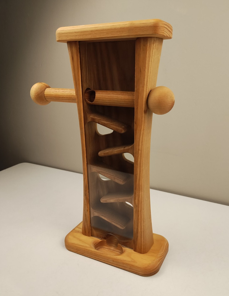 Solid Wood Toy Marble Gumball Dispenser. Clear Plexiglass front. Removable top.