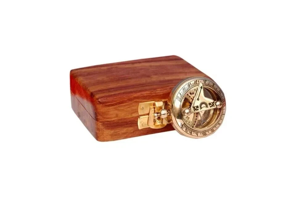 NAUTICAL SUNDIAL BRASS COMPASS VINTAGE ANTIQUE MARITIME NAVIGATION COMPASS GIFT