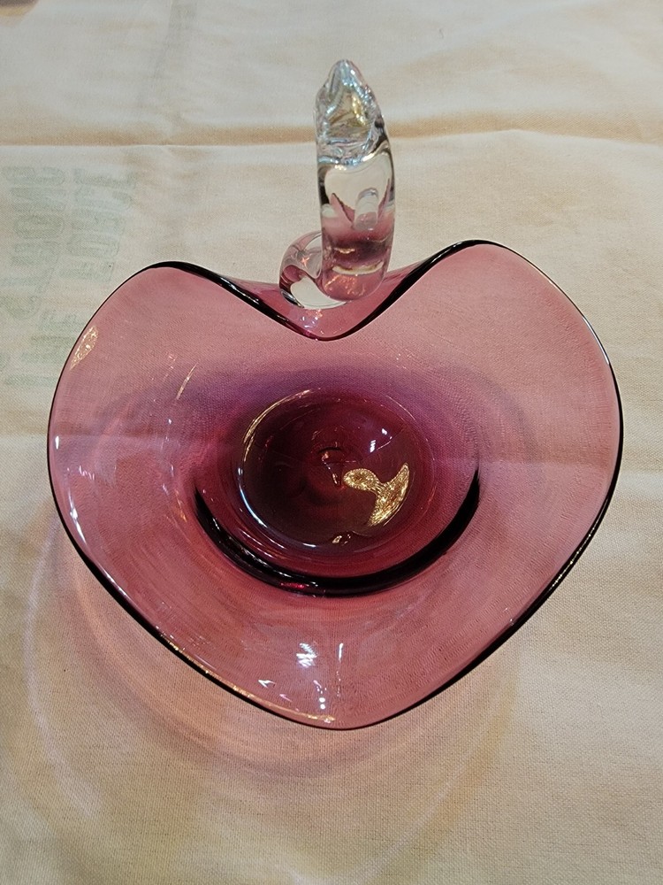 Cranberry Glass Swan Dish