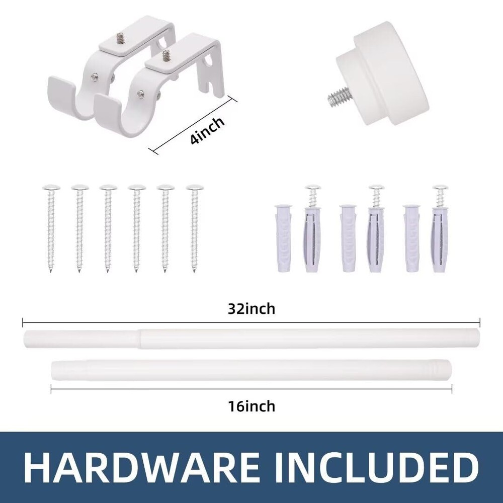 Curtain Rods for Windows 32 to 88 inches Adjustable Decorative Window single ...