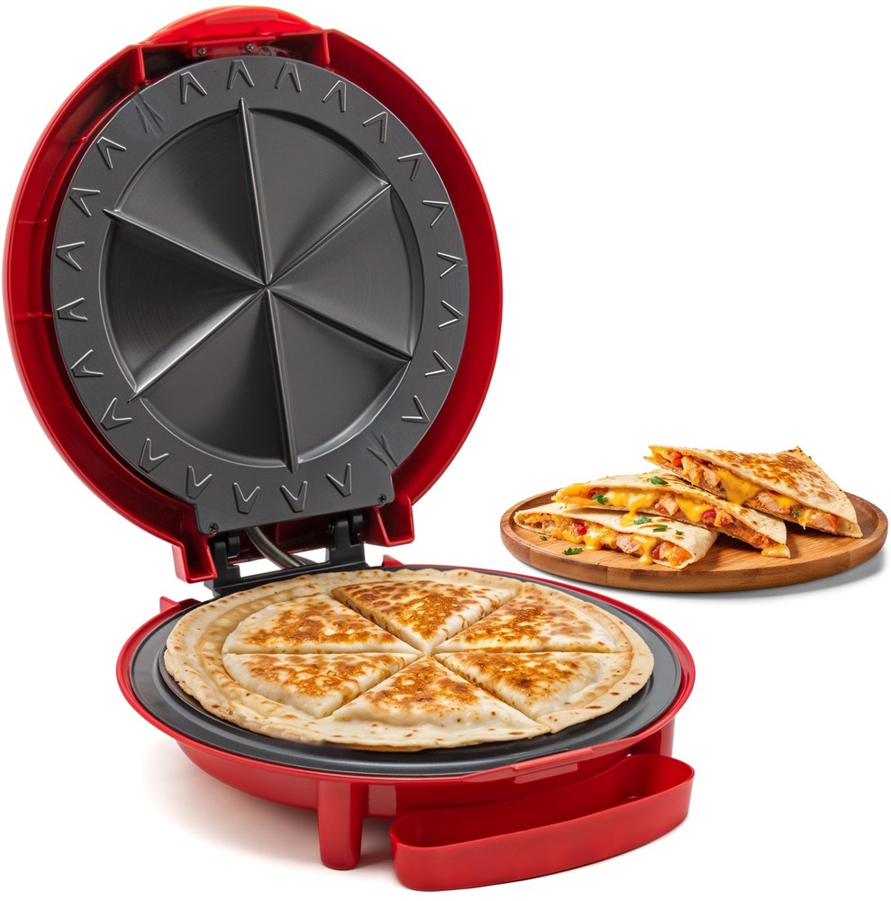 EQD-118 Electric Non-Stick 11" Quesadilla Maker, Easy-Slice 6-Wedge, Grilled ...