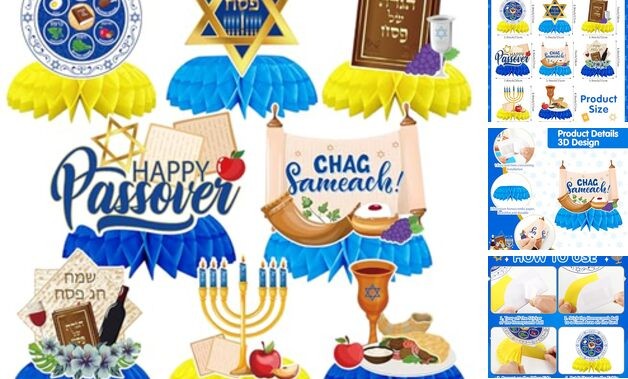 8 Pcs Passover Table Decorations, 3D Double Sided Passover Honeycomb