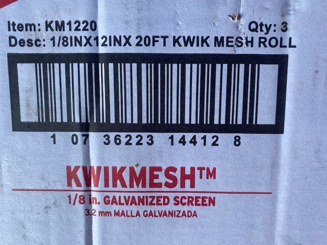 (3 PACK) 12 in. x 20 ft. Kwikmesh Utility Screen Roll (NEW)
