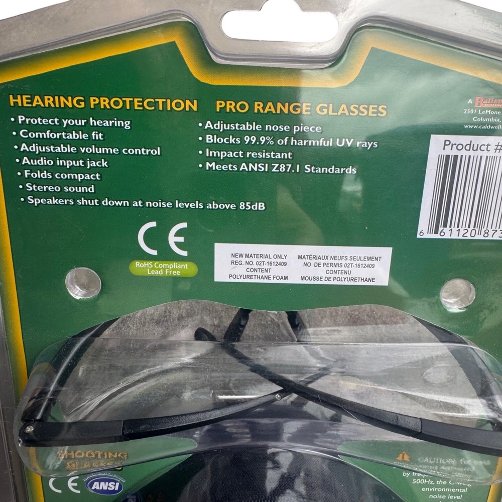 Caldwell E-Max Low Profile Electronic Hearing Protection & Pro Range Glasses Set