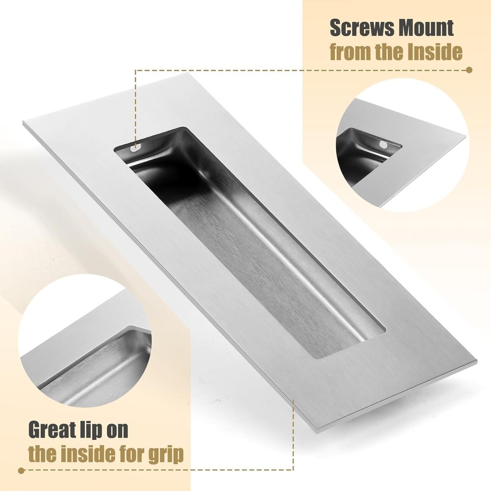 HBL' Pocket Door Hardware Set – 2 Recessed Flush Finger Pulls & 1 Edge Pull M...