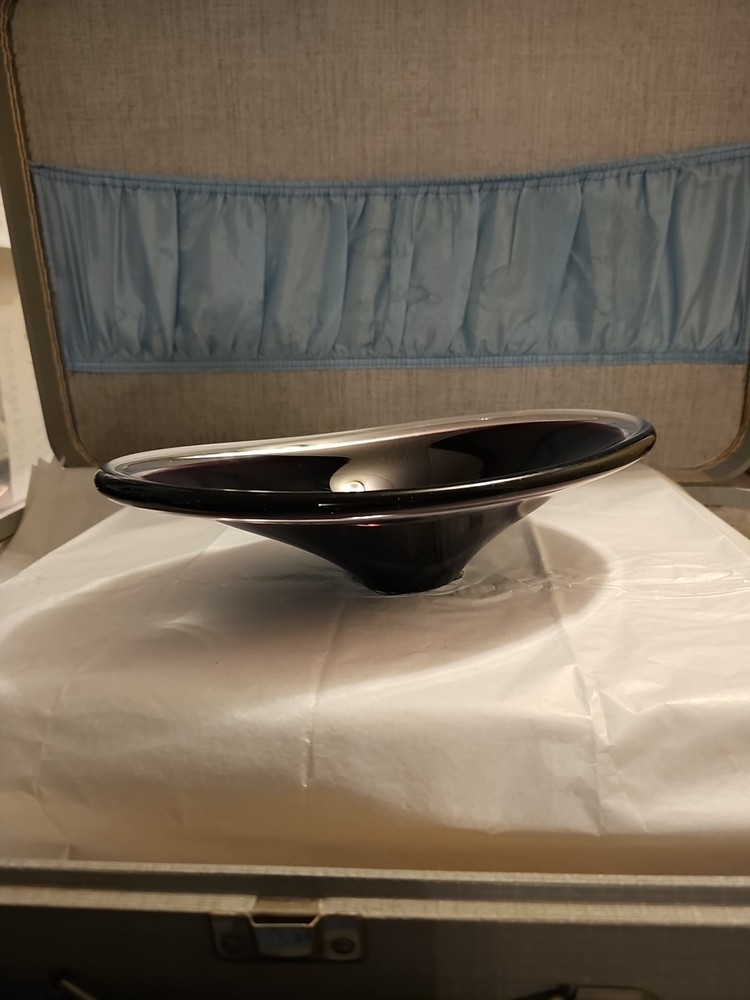 Purple And Clear Art Glass Bowl