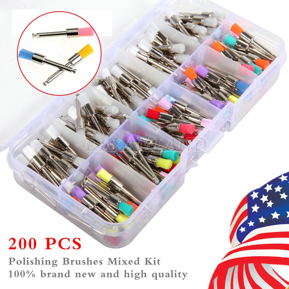 200Pcs Dental Lab Nylon Materials Closure Small Prophylaxis Brushes For Dentists