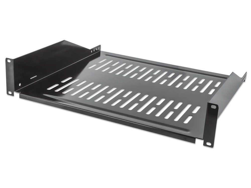 Intellinet 19" 2U 2-Point Front Mount Cantilever Shelf - Black