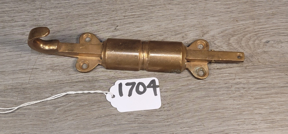 French Door Surface Mount Hook Latch Lock Brass Upright Bolt 7" Single Antique