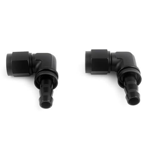 Push Lock Hose Fitting End Aluminum Black 2PCS 6AN 90 Degree Normal