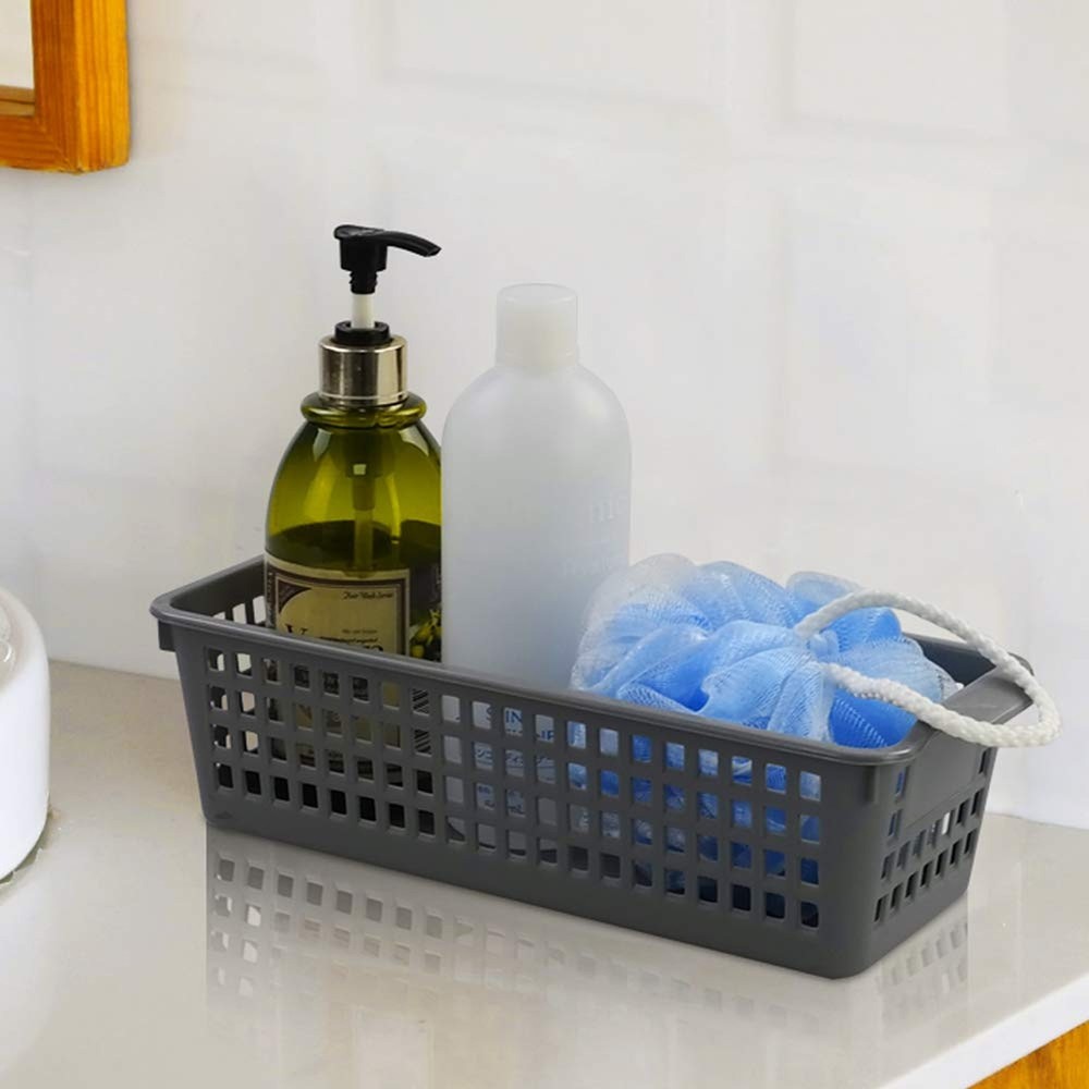 Slim Plastic Storage Baskets, Plastic Rectangle Storage Baskets, 6 Packs