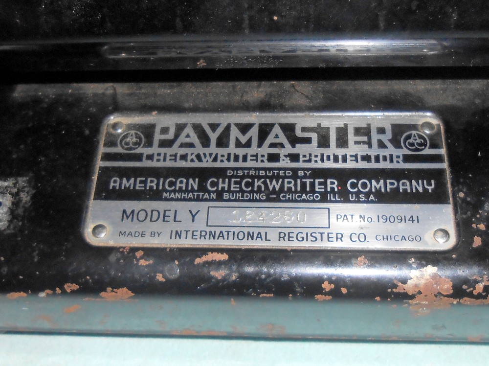 Paymaster Check Writer Protector Model Y Chicago Vintage Fully Working 1930s