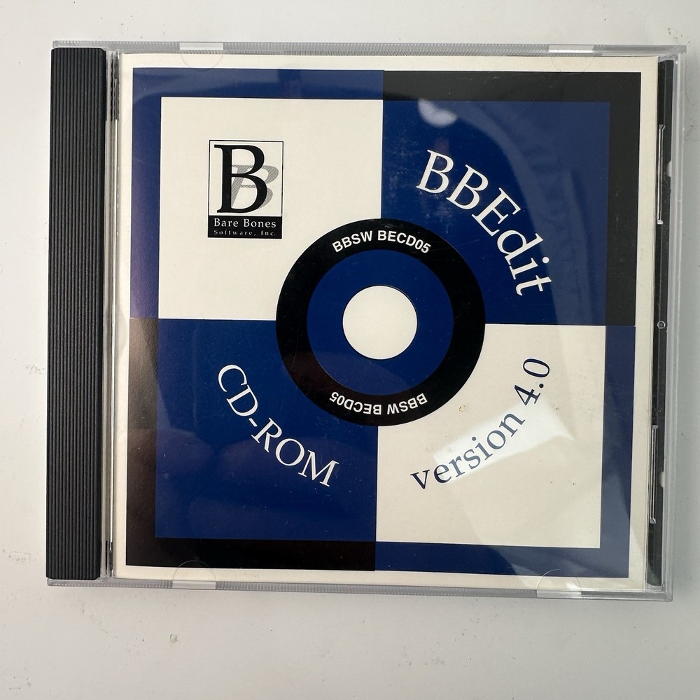 BBEdit Version 4.0 Text Editing For Macintosh Bare Bones Vintage Software CD