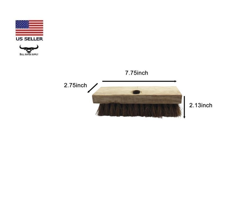 Natural Bristle Wood Deck 7.5" Scrub Brush Standard Threaded Pole Socket