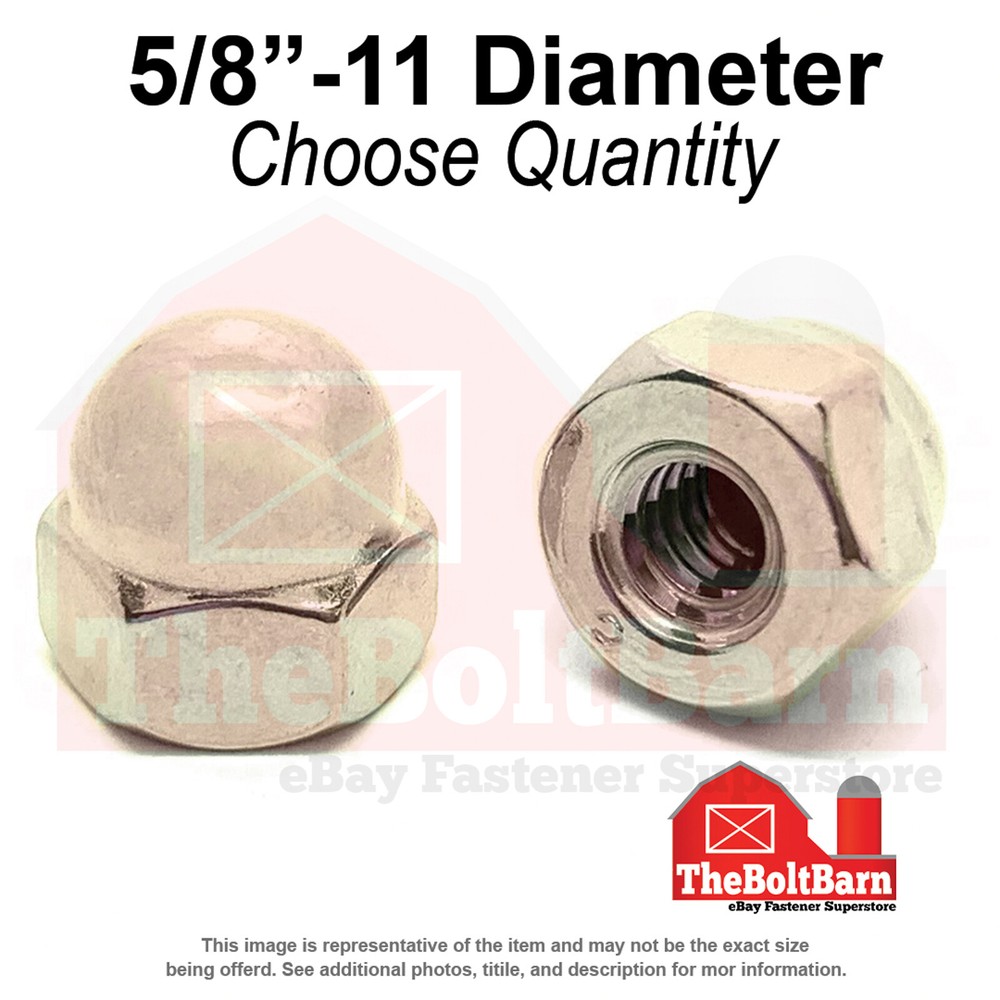 5/8"-11 Grade 2 Nickel Plated Acorn Nuts Coarse Thread (Pick Quantity)
