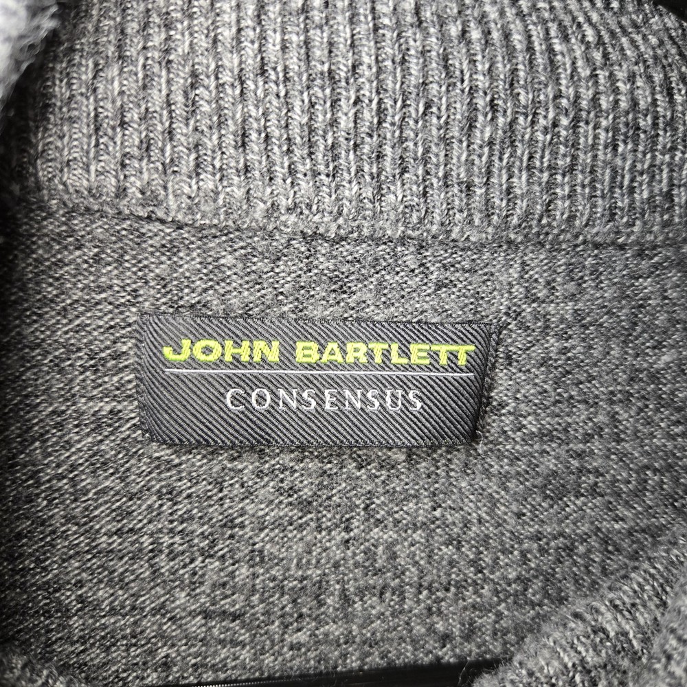 John Bartlett Consensus Men's Gray Sweater 1/4 Zip Patterned Front Size Medium