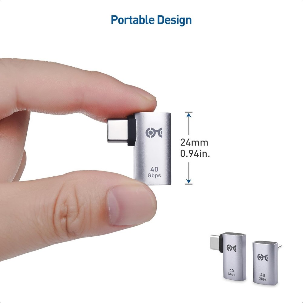 Cable Matters Combo-Pack 40Gbps Right Angle USB-C Adapter Kit, Up to [4K@240Hz V