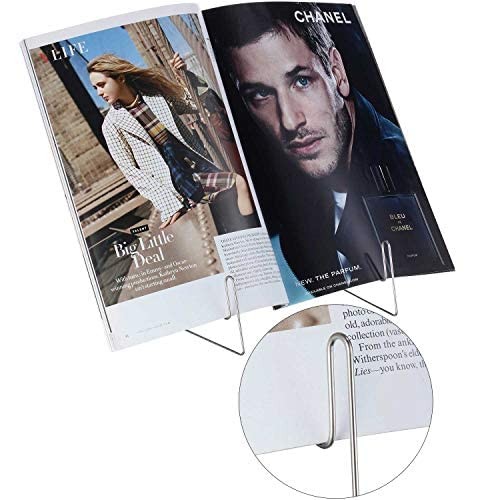 2 Pieces FoldnStow Book Stands, Adjustable Portable Reading Stand, Small Meta...