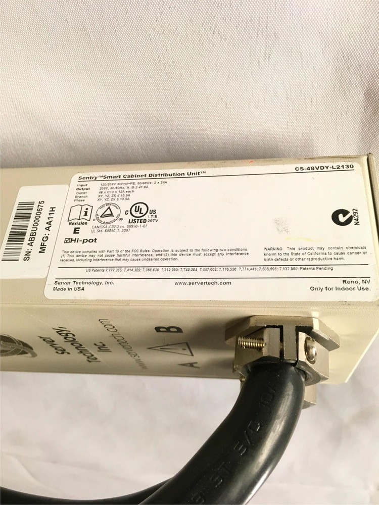 Server Technology Sentry Smart Cabinet Distribution Unit CS-48VDY-L2130 FREESHIP