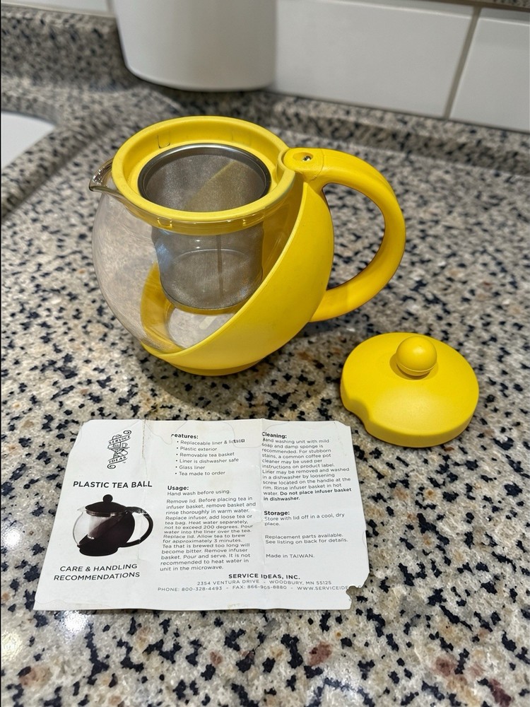 Yellow Tea Ball Diffuser Holder Glass Teapot Plastic Half Moon Infuser Taiwan