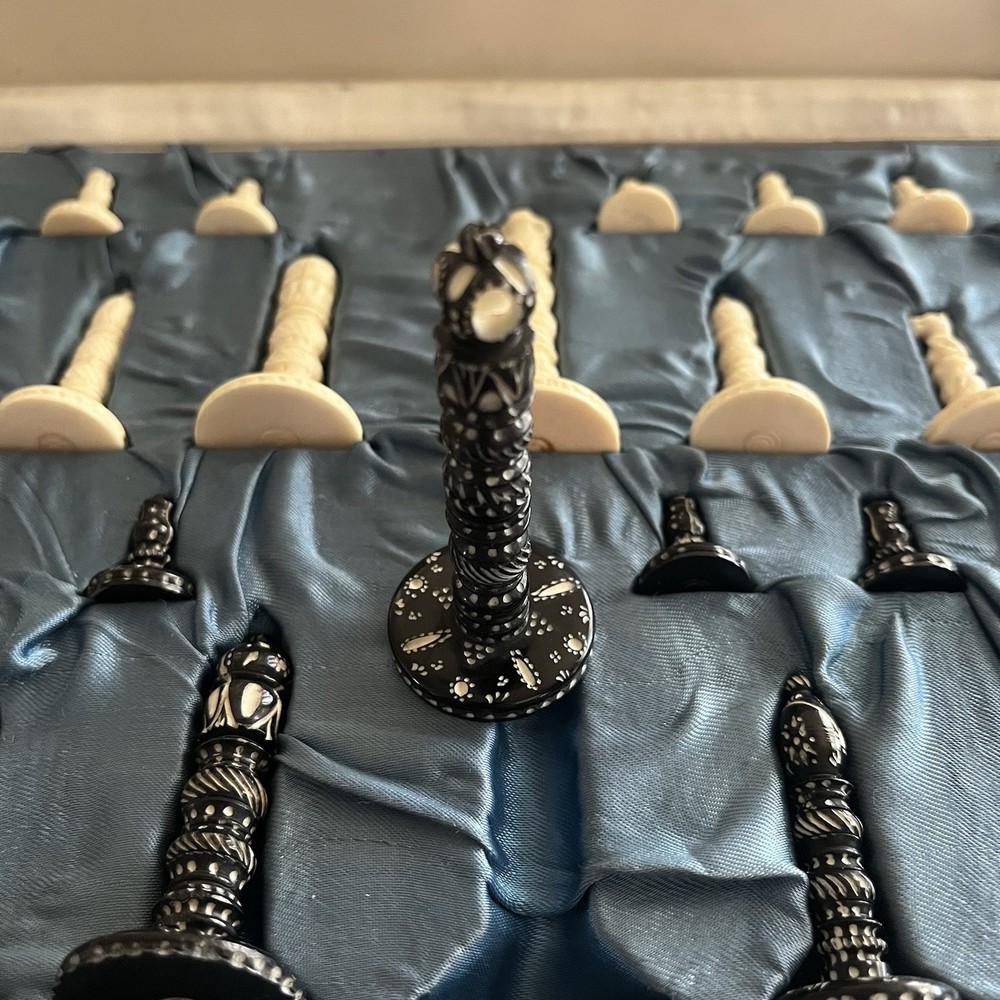 Indian Bone Staunton-Like Chessmen Vintage