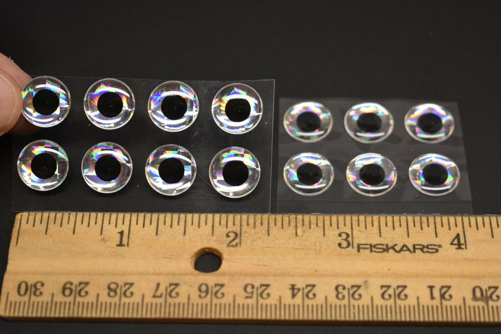 14 SILVER 3D Soft Molded 12mm .472" Adhesive Eyes Fly Lures