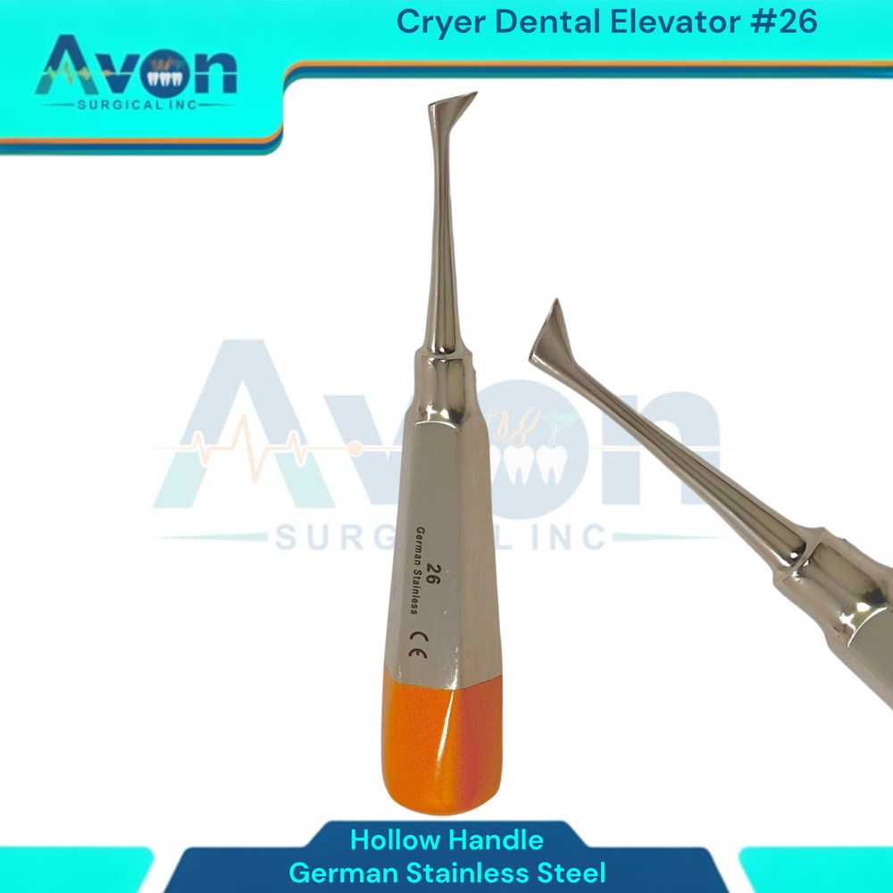 No. 25 & No. 26 Cryer Luxating Dental Tooth Elevator Pick, Hollow Handle, 2 Pack