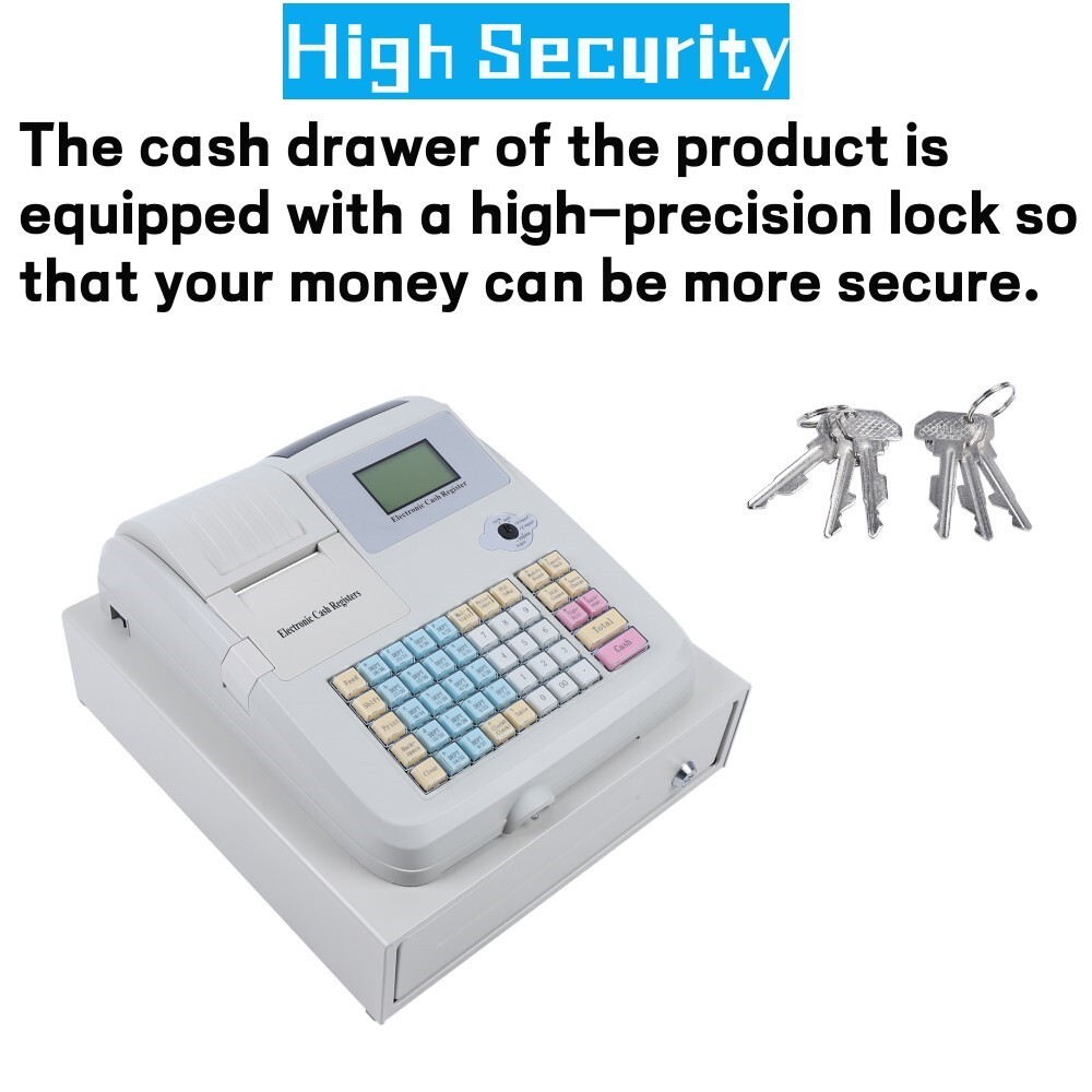 48-Key Electronic Cash Register POS System with Dual Display & Thermal Printer